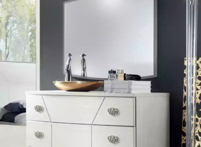 Bedroom Set Chest of drawers Mirror Luxury Complete's White Sideboard 2pcs